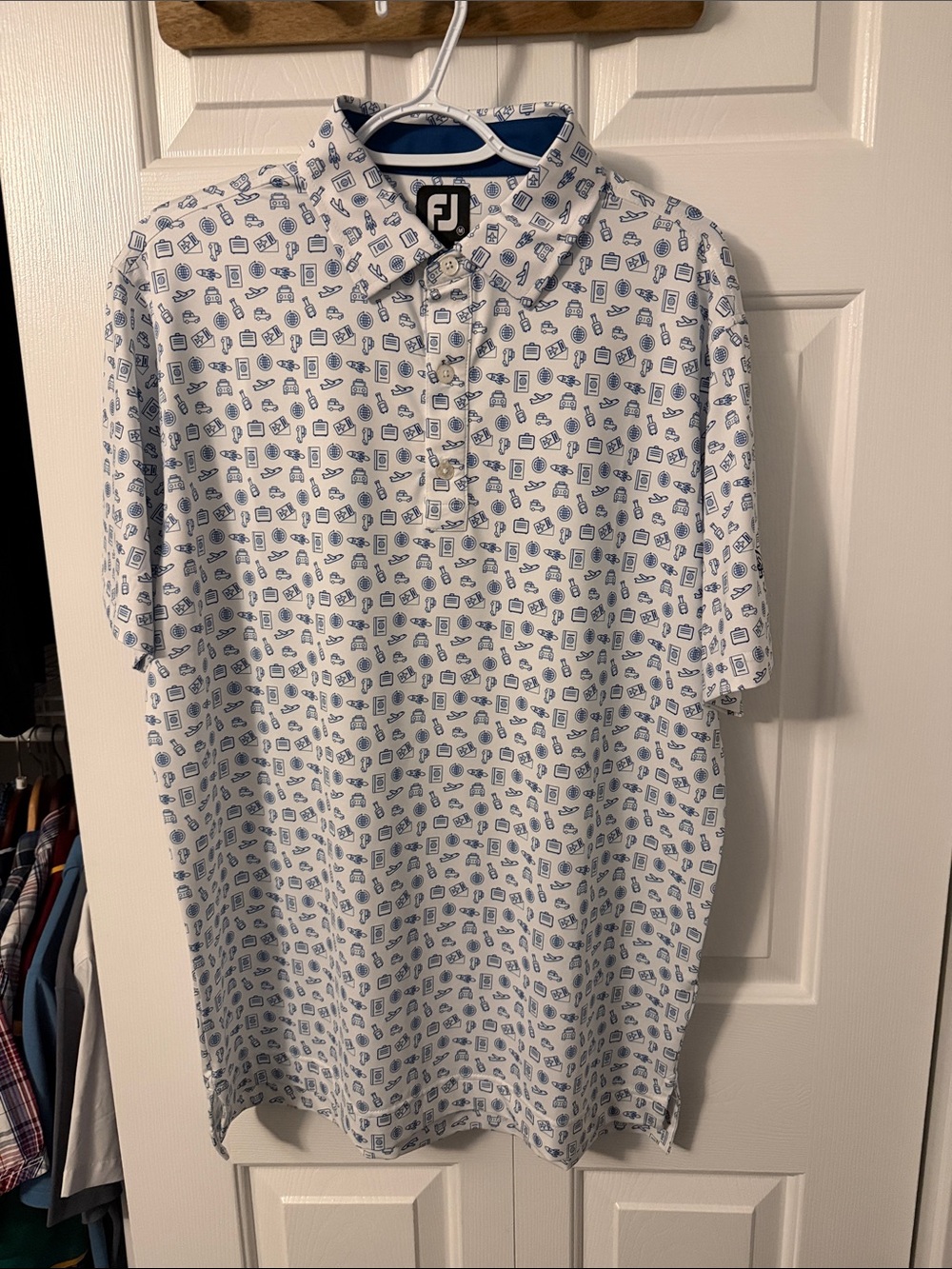 FootJoy White Polo with Blue Icon Print